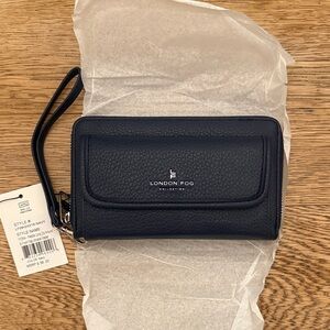 London Fog Dark Blue Wristlet with Strap